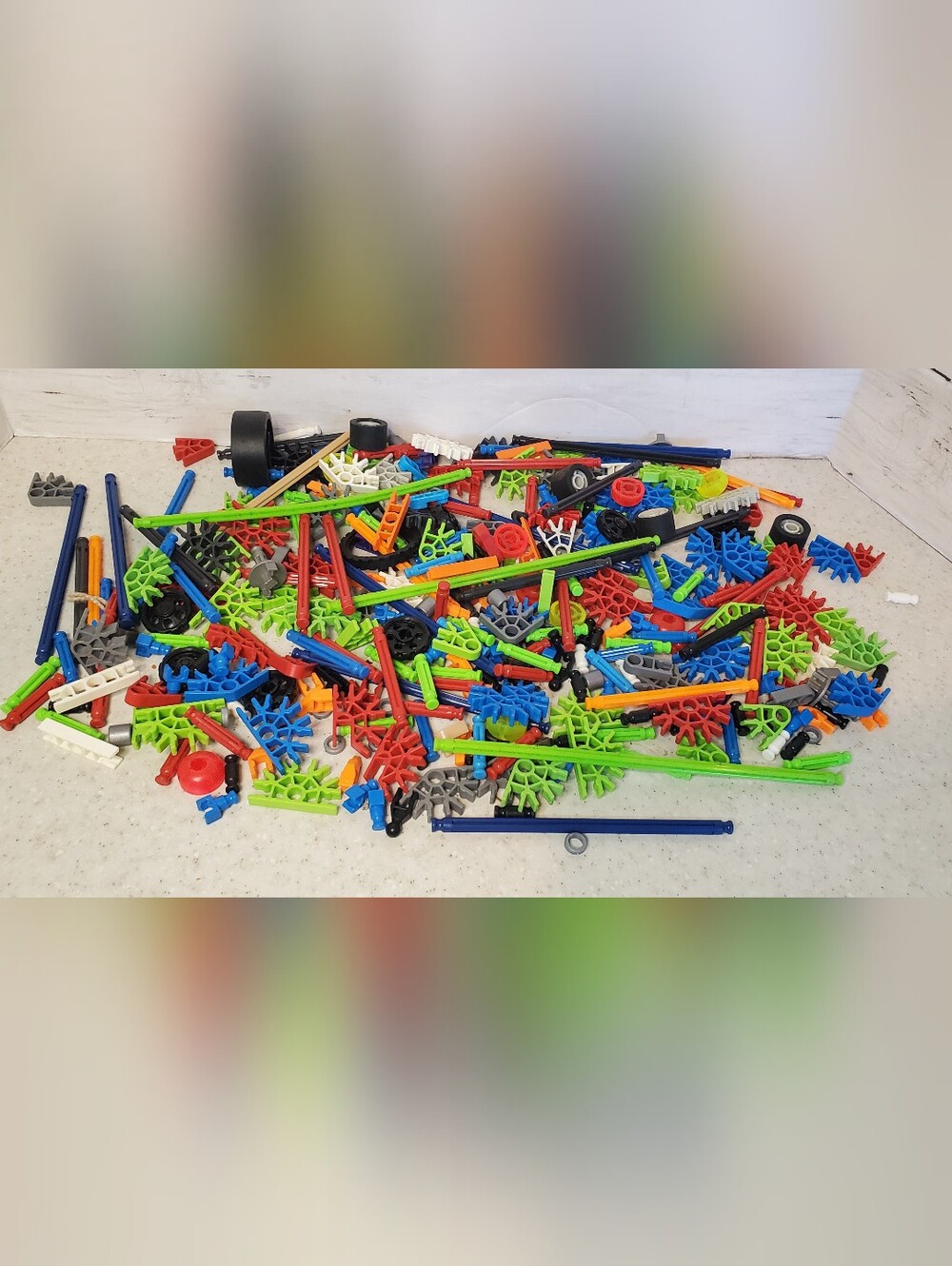 K'NEX Replacement Parts Lot 300-400 Pieces Rods Connectors Wheels Gears Mixed Bu